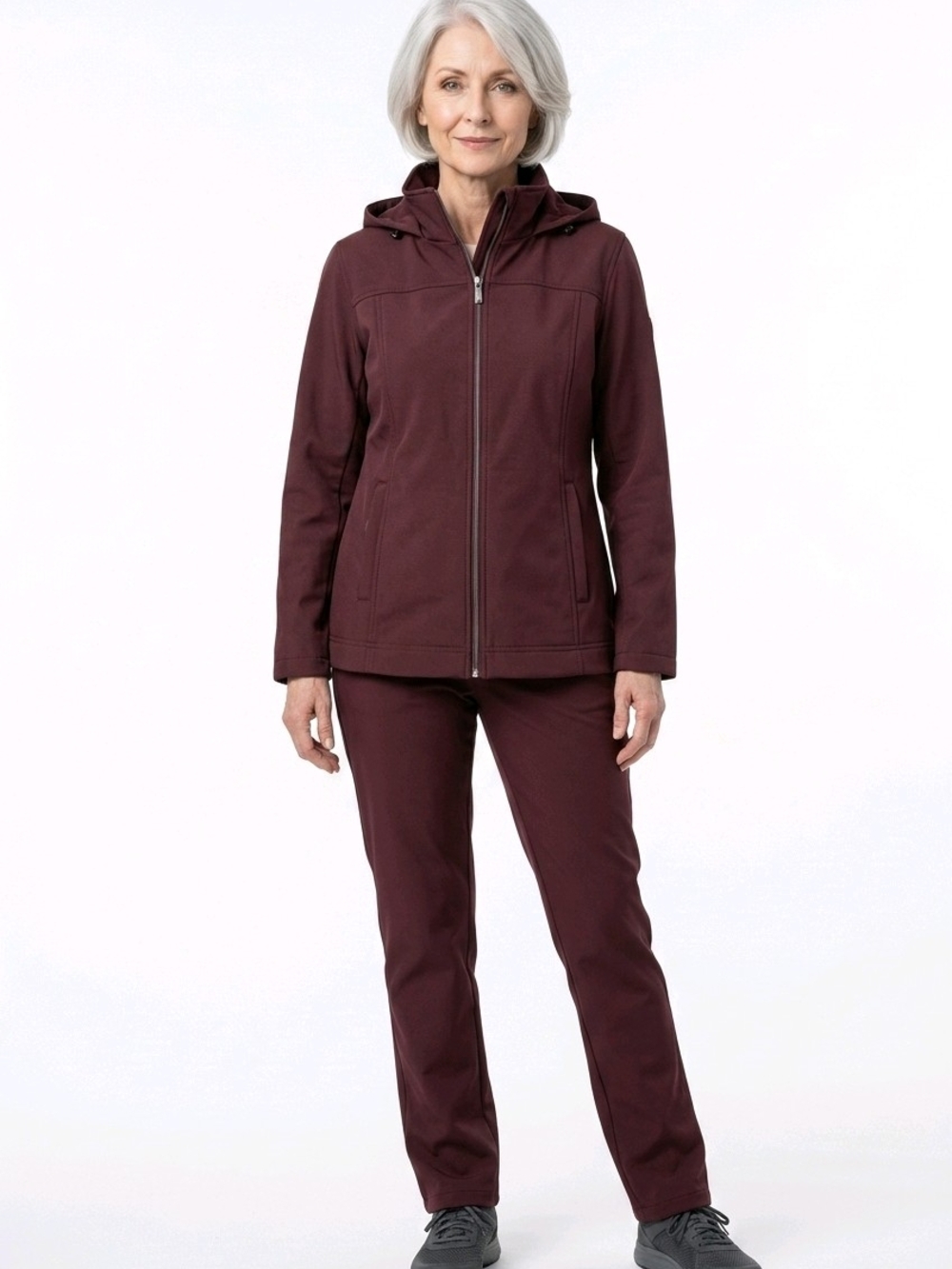 Andrew Marc XLG Burgundy Softshell Jacket Detachable Hood Water Repellent - Picture 2 of 14